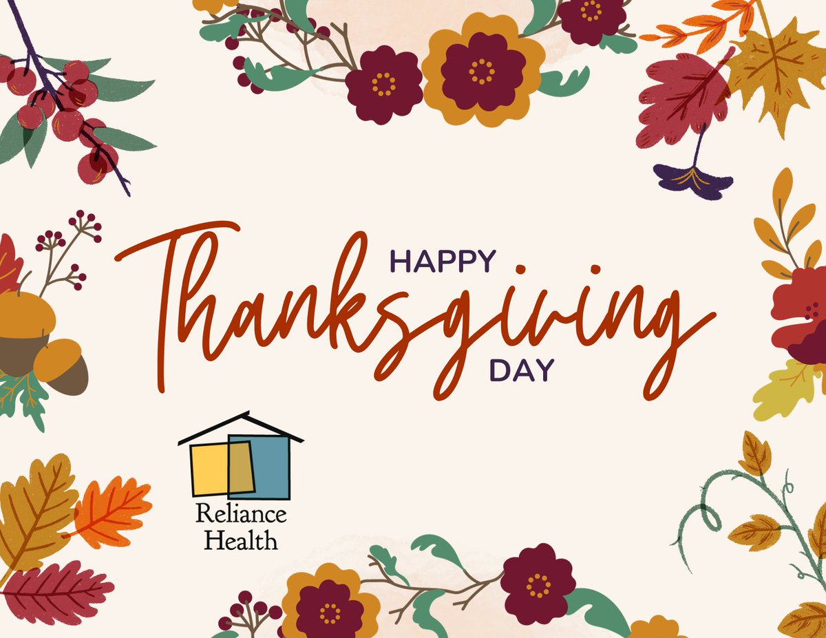 Reliance_Health's tweet photo. #happythanksgivingday Our offices are closed today and will reopen tomorrow at 8:00 am.
This Thanksgiving, let's take a moment to prioritize our mental well-being. 
Amidst the holiday hustle and bustle, it's important to remember to care for ourselves and our loved ones. 
#Thanks https://t.co/kkYEpsGrFp