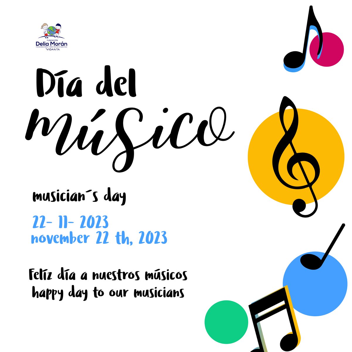 FundacionDMV's tweet photo. Felicitamos a nuestro músicos en su día 🎸🎼
"Muchas felicidades"
#FundaciónDeliaMoránVidanta #FDMV https://t.co/wFUjjN1Spo