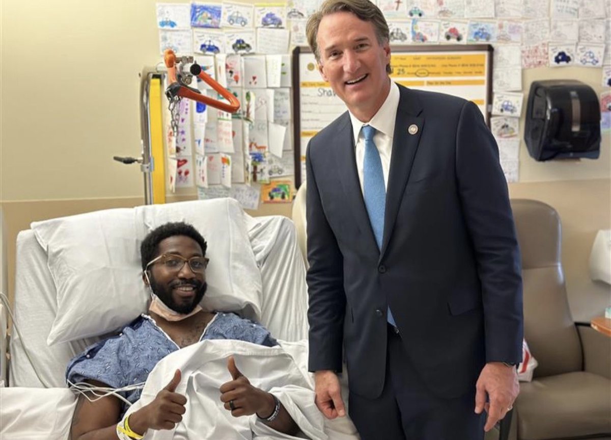 Our Officer Bruce Foster received an unexpected visit from Virginia Governor, Glenn Youngkin.  We continue to ask for your prayers and support as Officer Foster looks ahead to recovery.
#TrojanStrong