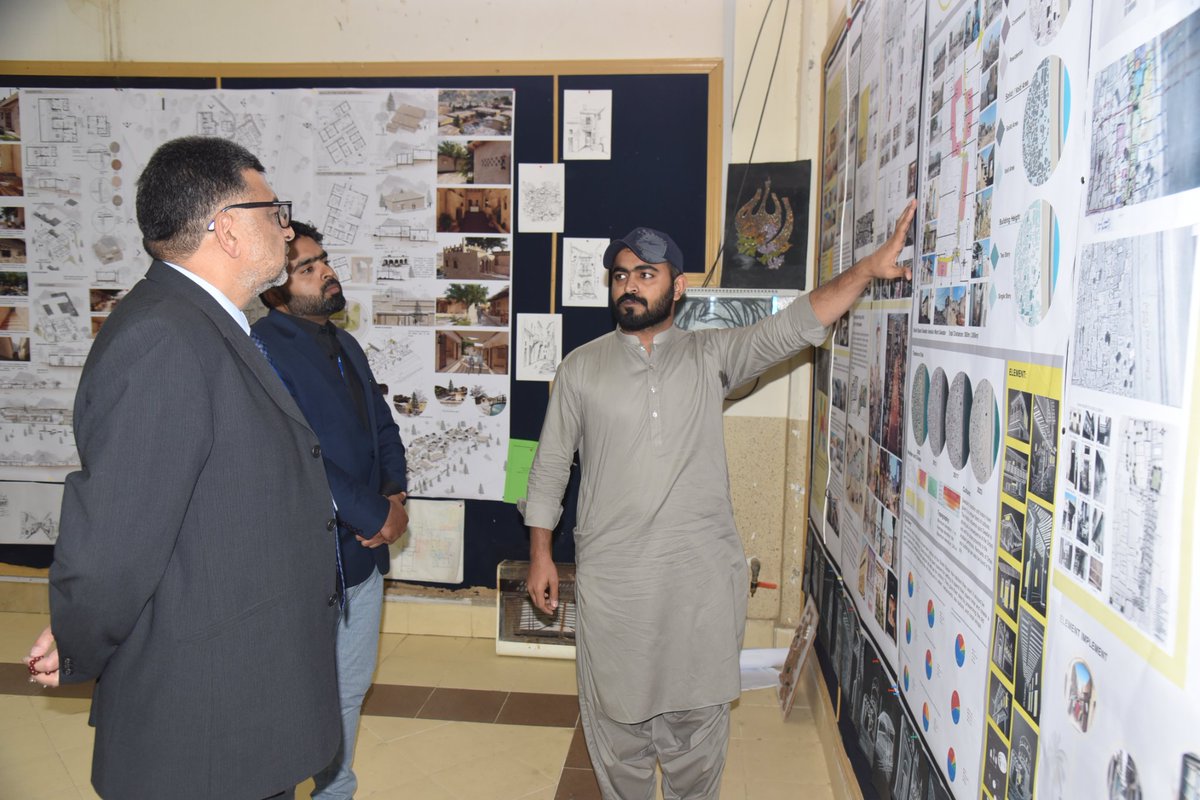 Prof Dr Khalid Hafeez, VC inaugurated Architecture Thesis Display arranged by Dept of Architecture. He visited and applauded projects by the final year students. He hoped to enterprise projects in the market to maximize the potential of institution and students.