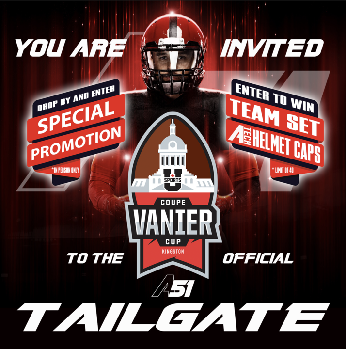 SportsArea51's tweet photo. Another great reason to stop by the A51 Tailgate at the 2023 @vaniercup. We are giving away a free set of A-TECH Helmet Caps to one lucky team! All you have to do is drop by and enter!!!! #brainsafety #footballpeople4footballpeople https://t.co/LYDcMTssru