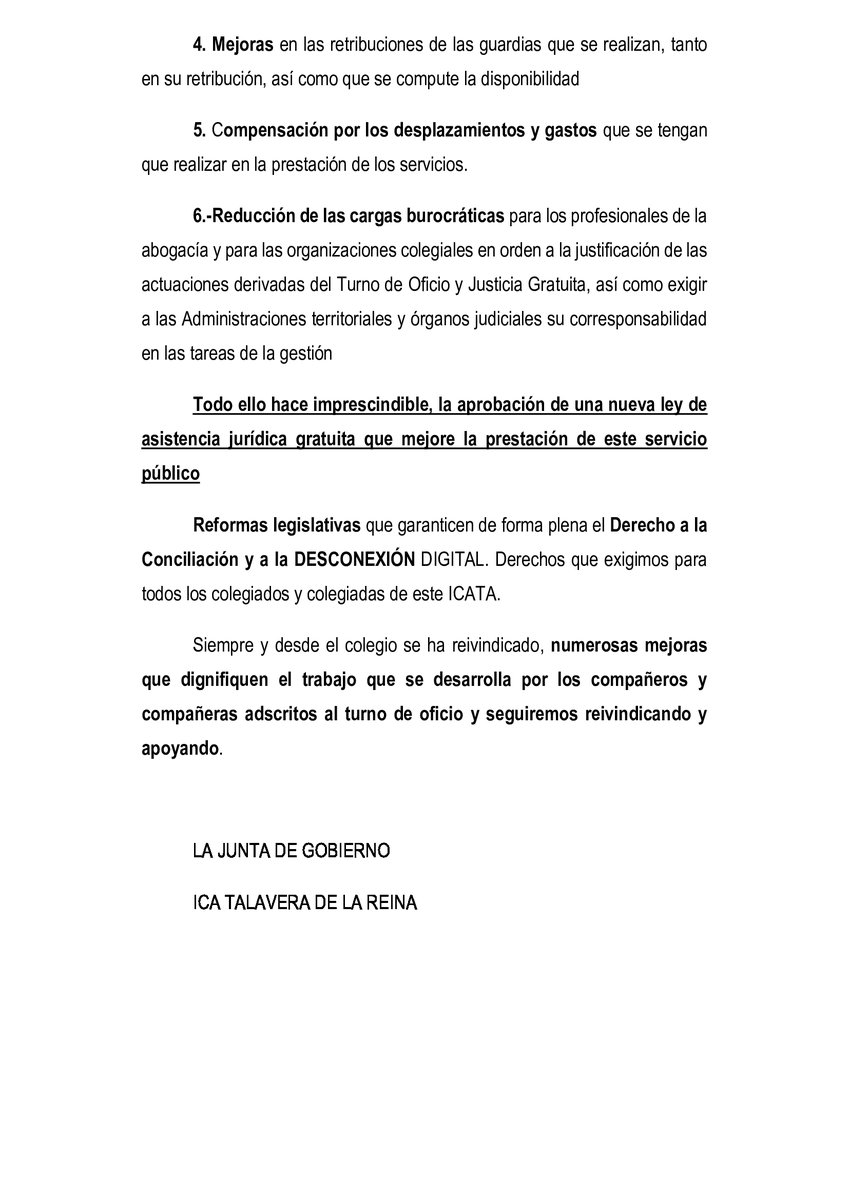 IcaTalavera's tweet image. ⚖️Comunicado ICATA Turno de Oficio 21/11/2023 #comunicados #ICATA #JusticiaGratuita #TurnoOficio #DignidadParaTO #BaremosJustos @MargaCerro @felixbolanosg @justiciagob