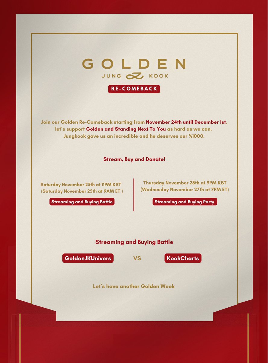 📯 GOLDEN RECOMEBACK 📯

November 24th - December 1st