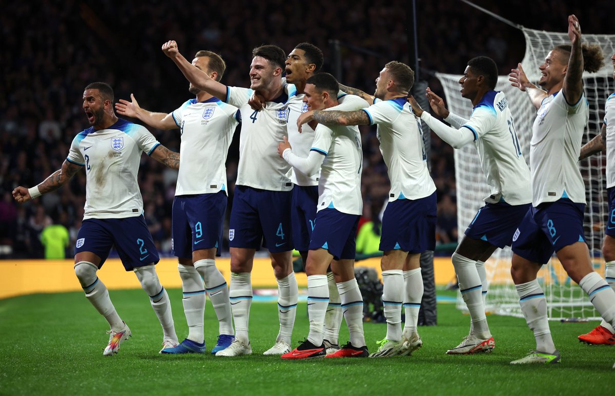 England's tweet photo. ☑️ Qualified for #EURO2024 as group winners
☑️ A calendar year unbeaten for the first time since 2011
☑️ Pot 1 secured for the #EURO2024 draw
☑️ Six players given their senior debut 

A successful 2023 for the #ThreeLions ���� https://t.co/Fu2o6j1tCF