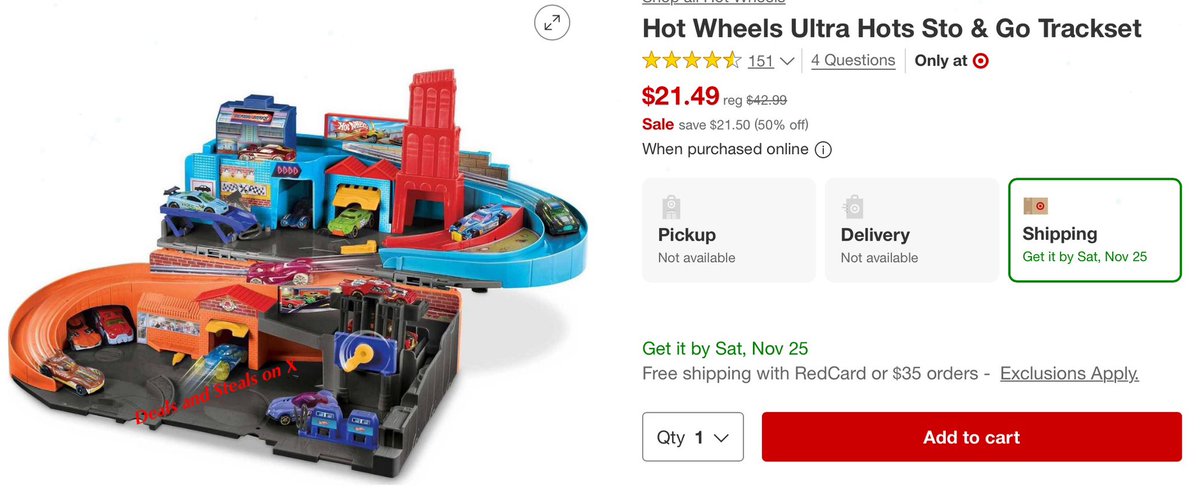 DealsandStealsX's tweet photo. Hot Wheels Ultra Hots Sto &amp; Go Trackset

Price - $21.49 normally $42.00

Shop Here - https://t.co/dHYrdVBnZg

Free shipping on orders $35+.

#ad #deals #clearance #shopping #target #targetrun #toy #toys #gift #giftideas #hotwheels #go #trackset #ultra #holiday #blackfriday https://t.co/4BswpuYWJK