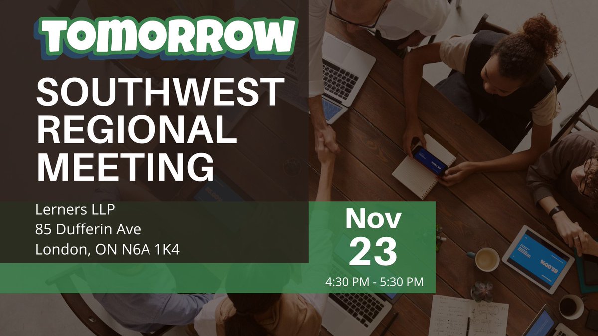 Join OTLA President-Elect, @SandevP tomorrow at 4:30 pm at @LernersLLP for an in-person Southwest Regional Meeting. OTLA members can register here - otla.com/?pg=events&evA…