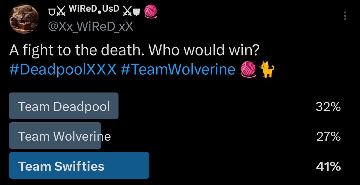 Xx_WiReD_xX's tweet photo. It was never supposed to end this way 😯
@VancityReynolds @RealHughJackman @taylorswift13 😬 #DeadpoolXXX https://t.co/WWKnSJF34P