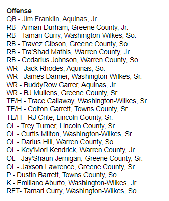 GHSFdaily's tweet image. Congrats to Region 3-A Division II's all-region team and to POY Jim Franklin.

@JimFranklin_7 @IrishNationAHS @co_devils @gchstigersfb
