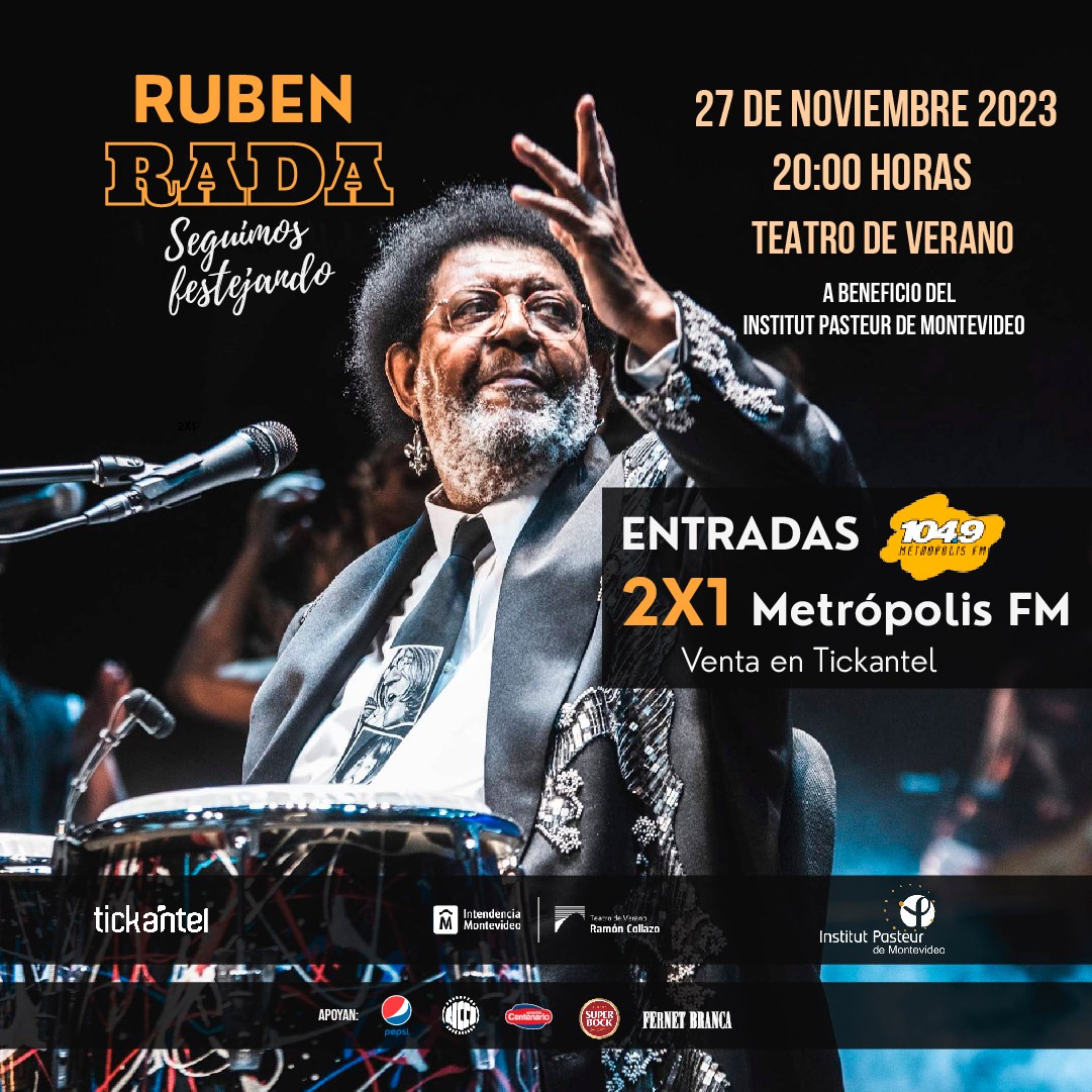 Seguimos de festejo 🥳🎶 con <a href="/negrorada/">Ruben Rada</a> 

Tenemos 2 entradas preferenciales 🎟️ para que vayas y pases una noche única 🌟. Pero eso no es todo. Para nuestros fieles oyentes tenemos 2x1 en entradas en la página de Tickantel 🔥💥

📻 Escuchá, participá y ganá solo en tú radio 104.9