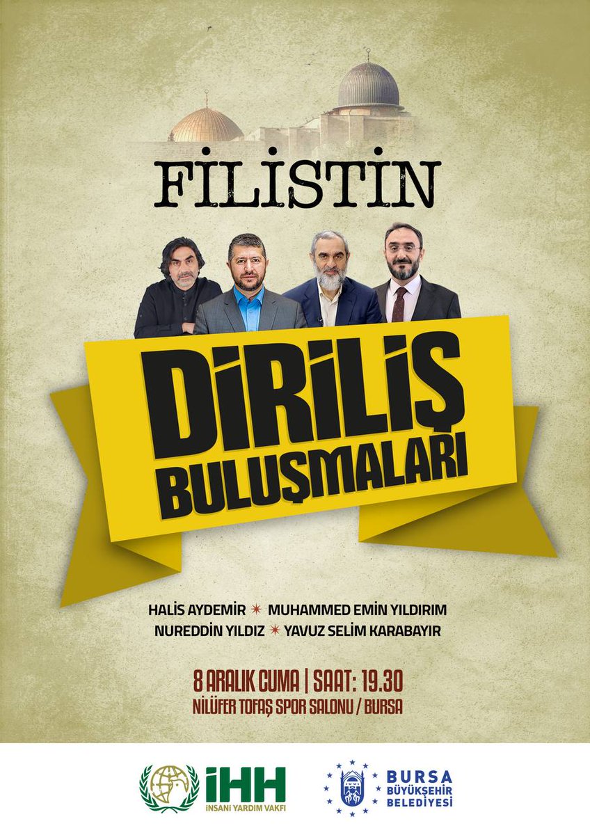 Diriliş Buluşmaları Bursa’da!

🗓️ 8 Aralık Cuma
🕢 19:30
📍Nilüfer Tofaş Spor Salonu