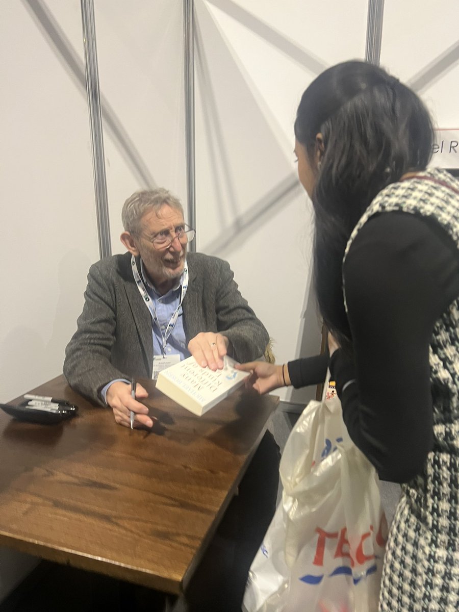 Such an inspiring talk by #MichaelRosen at #TheOTShow it truly reaffirmed my choice in deciding that #OccupationalTherapy is the career for me. I cannot believe that after reading his poems and watching his videos at Primary and Secondary school I have met him in person. #AHP #OT