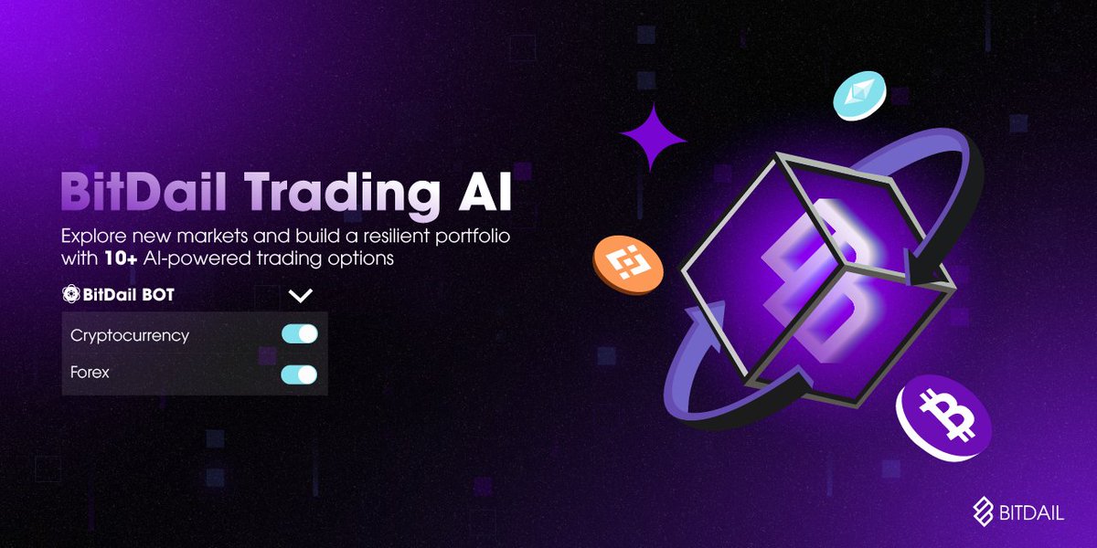 BitDail's tweet photo. BitDail: Explore new markets and build a resilient portfolio. Diversify your assets across #cryptocurrency, #forex, and commodities to reduce risk and increase potential returns.
#AIL #AI #Trading #BitDail https://t.co/AbHDQCEjbW