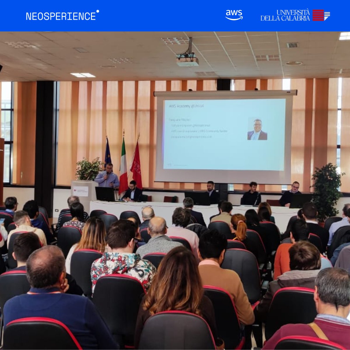 Siamo promotori dell'iniziativa dell'UNICAL e di <a href="/awscloud/">Amazon Web Services</a> che consentirà a docenti e ricercatori un accesso privilegiato alla Piattaforma #AWS.

All'evento di presentazione hanno partecipato <a href="/bianchiluca/">Luca Bianchi</a>, nostro CTO, e @PasqualeMazzei1, Software Engineer di <a href="/Neosperience/">Neosperience | Digital to the power of AI</a>