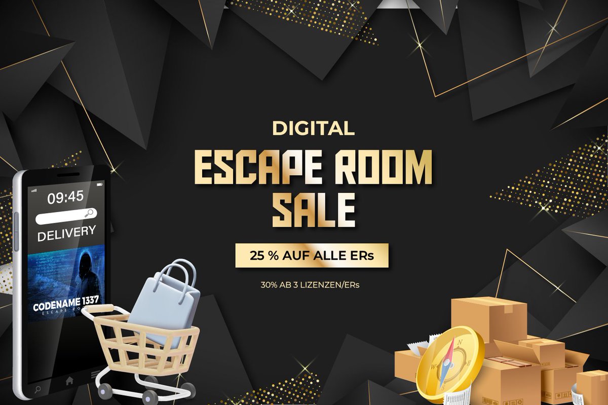 It´s Sale Time 🥳😍
Ab jetzt gibt es auf alle Escape Room Pakete 25% Rabatt, beim Kauf von drei ERs (verschiedene oder gleicher ER) sogar 30%!!!
Grund dafür ist unser Umstieg vom Digitalen auf Print. Alle digitalen ERs werden langsam von Print-ERs ersetzt. #twlz #escaperoom
