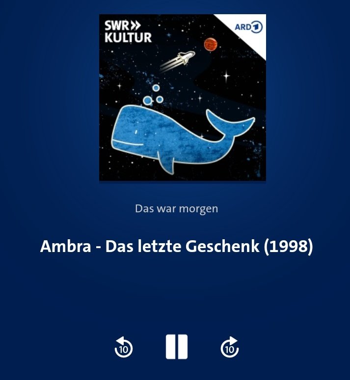 Die neue Folge des Podcast 'Das war Morgen' mit @hermannbella und @andbrandhorst mit dem Hörspiel 'Ambra - das letzte Geschenk' aus dem Jahr 1998. Über andere alte und neue Intelligenzen und ihre Risiken. ardaudiothek.de/sendung/das-wa… #sciencefiction #sf