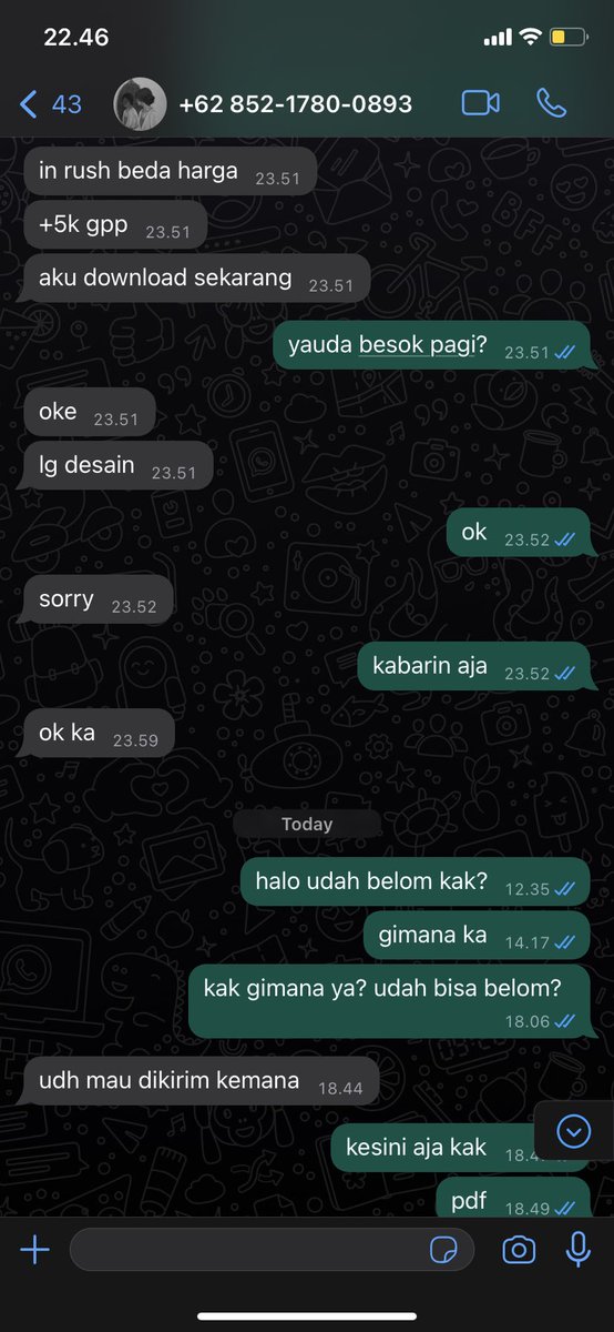 gue minta unlock document 1 bab doang, link udah ada, gue trf kmrn malem udh deal bisa dia bilang, tiba” blg suruh nambah kalo malem itu, trs yauda gue bilang pagi aja tp smpe skrg ga dikirim” ada aja alesannya. malah diduruh beliin kuota pula. #jokitugas #zonauang