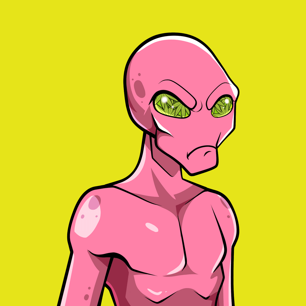 rivered24's tweet photo. Just scored these 2 amazing #Carelessalien NFTs from winning a holders rumble in the @TheNubisProject discord. Loving this gold body and the Marijuana eyes traits. If your not familiar with @TheNubisProject definitely check em out. They have a lot of cool things going on. https://t.co/AkxguTJZbP
