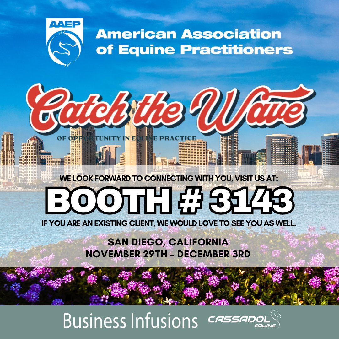 cassadolvet's tweet image. Join the excitement at #AAEP! Visit Cassadol Equine Software | Business Infusions at Booth #3143 to explore our cutting-edge practice management software and discover exciting new partnerships. See you there! #EquineHealth #VeterinaryCare
