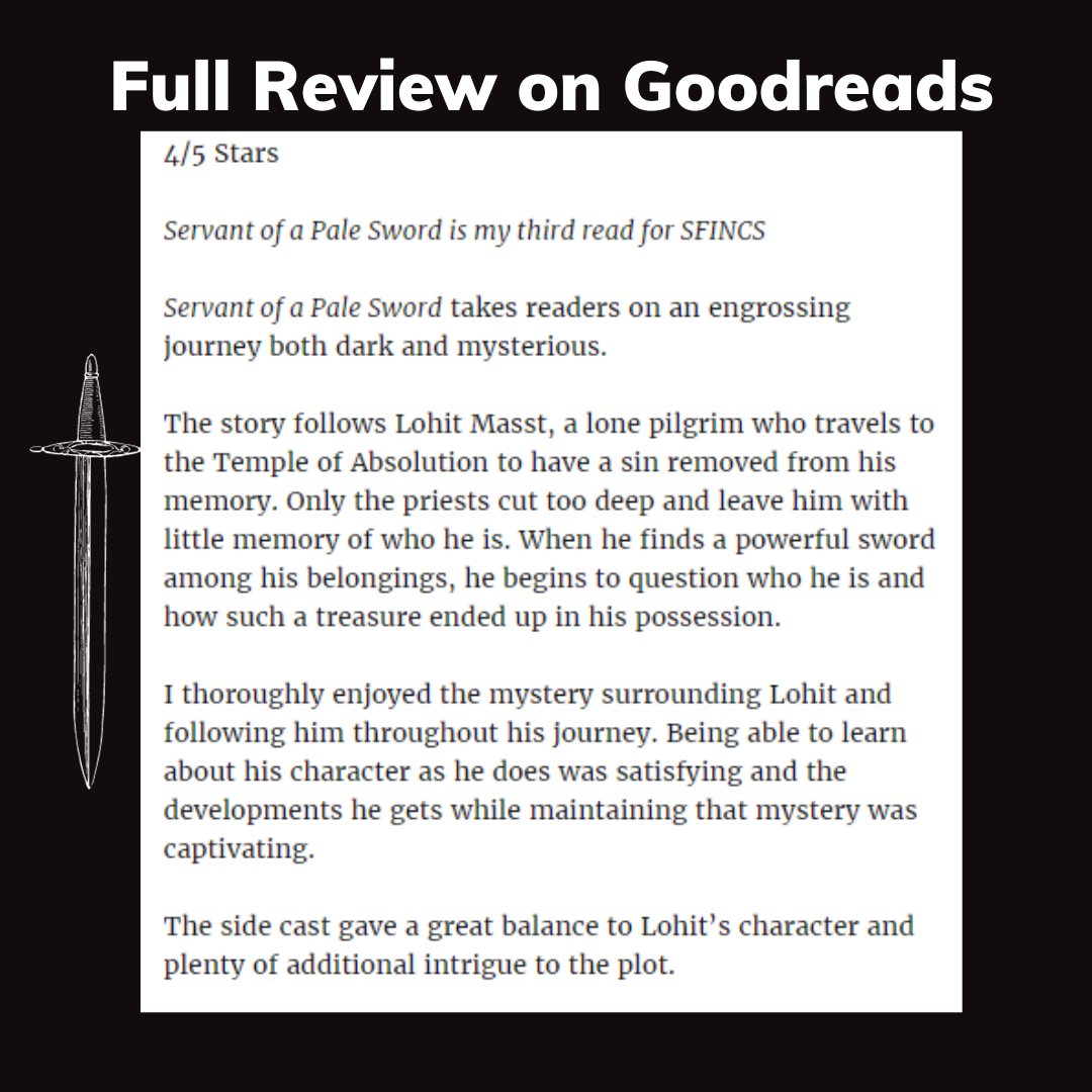 KaysHiddenShelf's tweet photo. Check out my review for Servant of a Pale Sword by Tim Akers.
This is my third read for @the_sfincs
https://t.co/eexnoRiTgl
#SFINCS #BookReview #TimAkers https://t.co/4Tlpqrinar