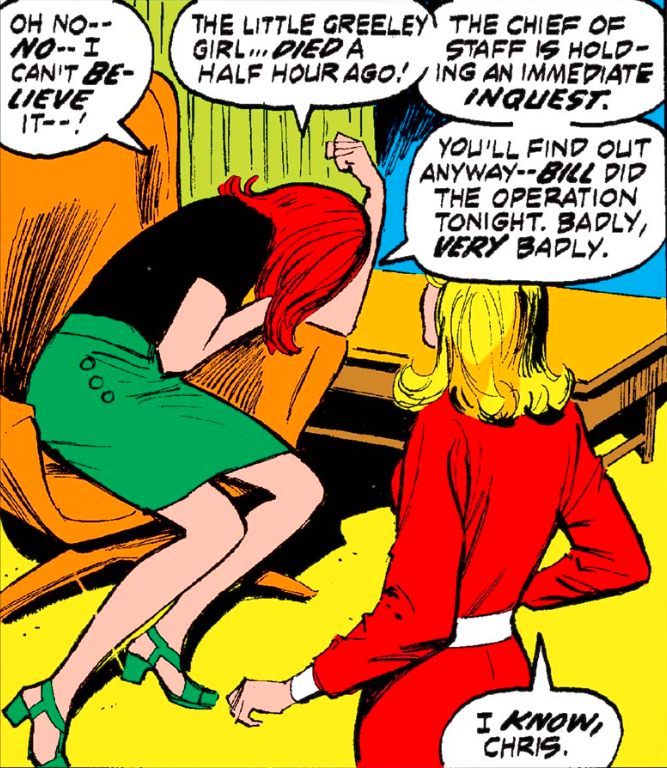 MarvelADay's tweet photo. #MarvelADay #NN2 Dr. Sutton botched the operation, and poor Betsy Greeley has paid the price. - VA https://t.co/G0WsBlsVid