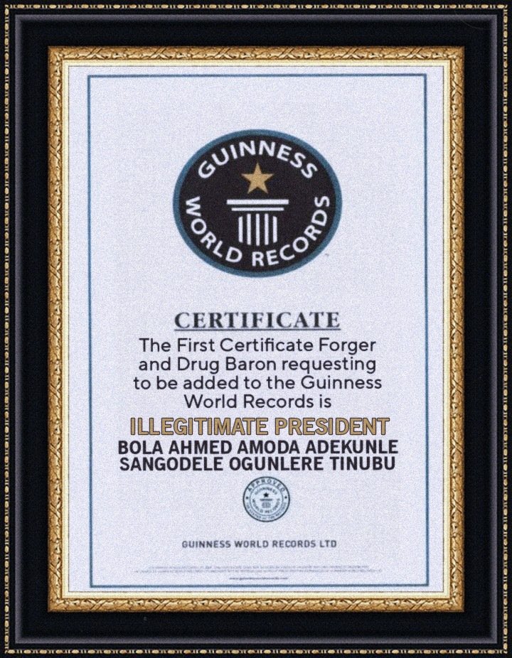 PO_GrassRootM's tweet image. BREAKING: Tinubu finally entered the Guinness World Records.