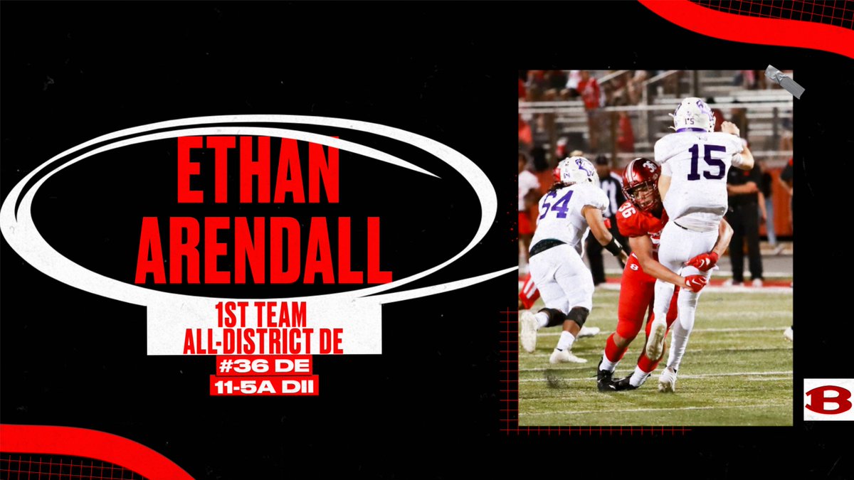 Tiger fans! 1st Team All-District at Defensive End for district 11-5A DII is Ethan Arendall. Ethan caused chaos coming off the edge of the defense to get after the QB for the Tigers. Ethan recorded 48 total tackles, 13 TFLs, 3 sacks, 8 QB hurries, 1 FF, 1 FR, and 5 PBUs! #BTR