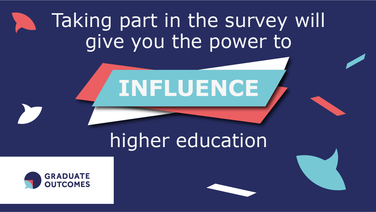 Can you spare 10 mins to complete the #GraduateOutcomes survey? If you graduated between May - July 22 you’ve been sent the @grad_outcomes survey via email & SMS. Your response will help influence the future of #highereducation! Find out more » graduateoutcomes.ac.uk #graduates