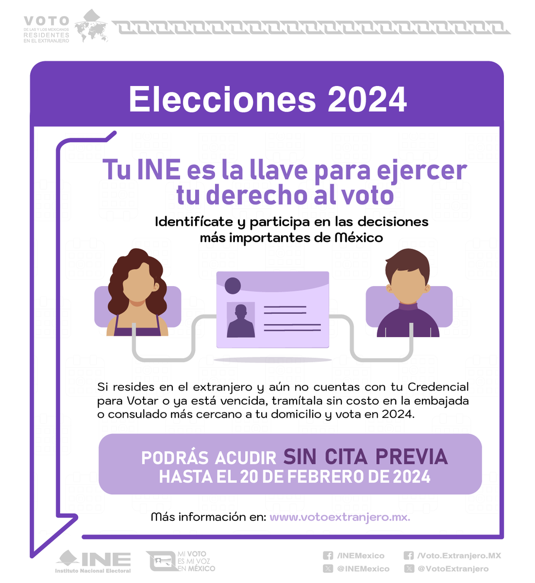 ¡No te quedes fuera de las decisiones importantes de tu país! Tramita tu credencial para votar desde el extranjero sin previa cita! 👇👇

#Elecciones2024MX 🗳