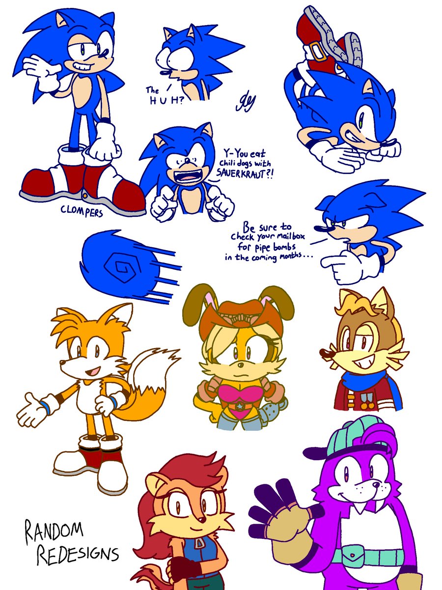 I recently wrote down a design philosophy for Sonic characters (will be in comments) & decided to test it out
#SonicTheHedgehog #MilesTailsPrower #SallyAcorn #BunnieRabbot #RotorWalrus #AntoineDcoolette