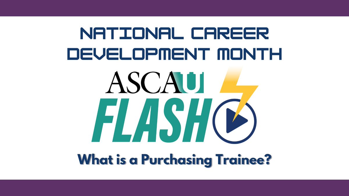#ASCAUflash for #CareerDevelopmentMonth: What is a Purchasing Trainee? videos.schoolcounselor.org/asca-u-flash-w…