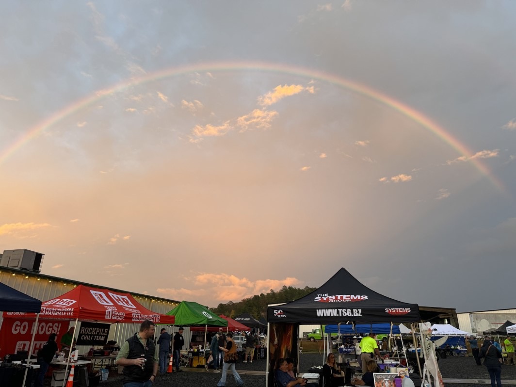 vccusa's tweet photo. We sponsored and participated in the @abcarkansas largest Central Arkansas Chili Cook-off, with 33 teams participating! #TeamVCC reps included Colt, Danny, Foster, and Helen. We didn't bring home the trophy but we had fun! Check out that rainbow! #VCCcares #MeritShopProud https://t.co/v925xkdLJN