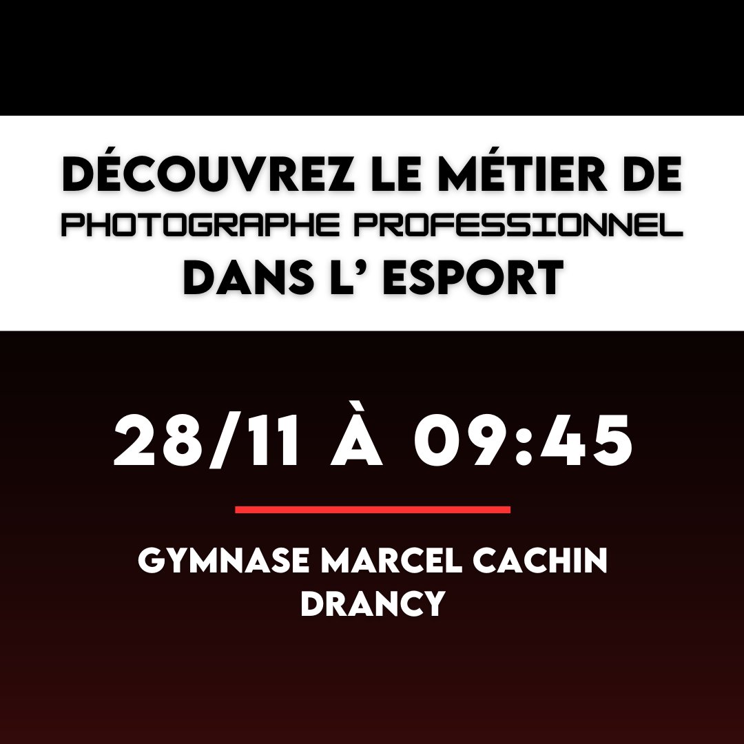 🎮 Le 28 novembre à <a href="/VilledeDrancy/">Ville de Drancy</a> Masterclass sur le métier de photographe dans l’e-sport animée par <a href="/Sopriam_/">Sopriam</a> et Tournois <a href="/SuperSmashBrosU/">Super Smash Bros.</a> Ultimate sur inscription ! Une journée bien remplie aux couleurs “Du gaming à l’emploi” !
🔗play.toornament.com/fr/tournaments…
