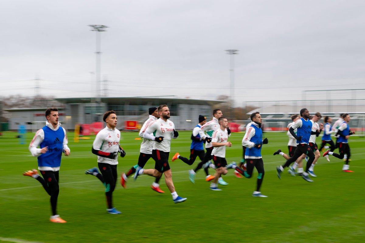 United players run in training at Carrington.