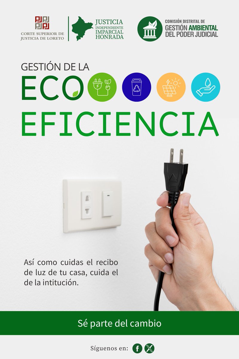 CSJLoreto's tweet photo. #EcoTip | Cuando vayas a retirarte de tu oficina, desenchufa los equipos para alargar su vida útil y ahorrar energía eléctrica.

¡Sé parte del cambio! https://t.co/P4VGLFRvmY