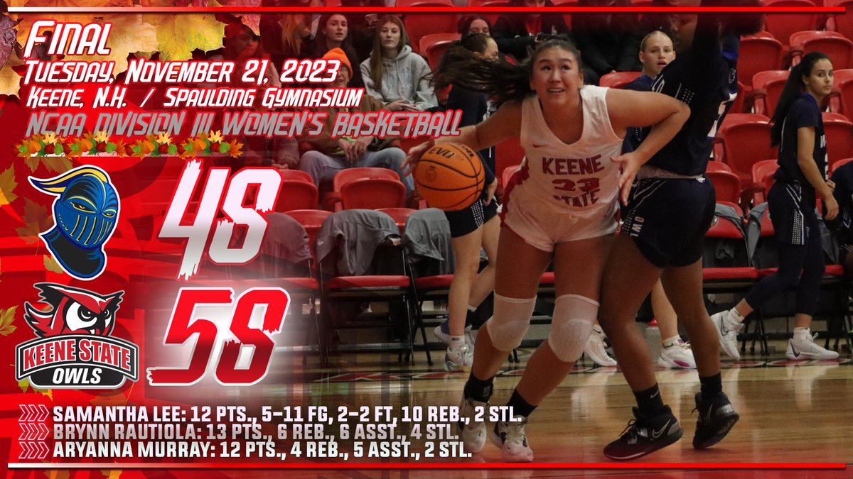 ICYMI: <a href="/KeeneWBB/">Keene State WBB</a> Uses Active Defense, Lee Double-Double to Pull Away From Lancers
keeneowls.com/news/2023/11/2…
