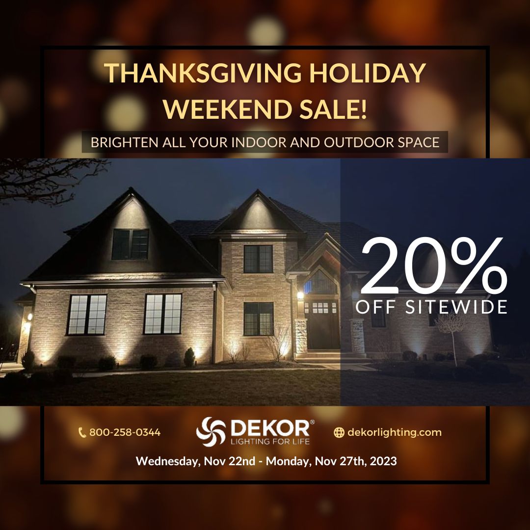 🌟Make your outdoor spaces shine bright even as the days get shorter. Explore our stunning outdoor lighting options and enjoy 20% off sitewide!

#dekorlighting #OutdoorLighting #NovemberNights #Thanksgiving