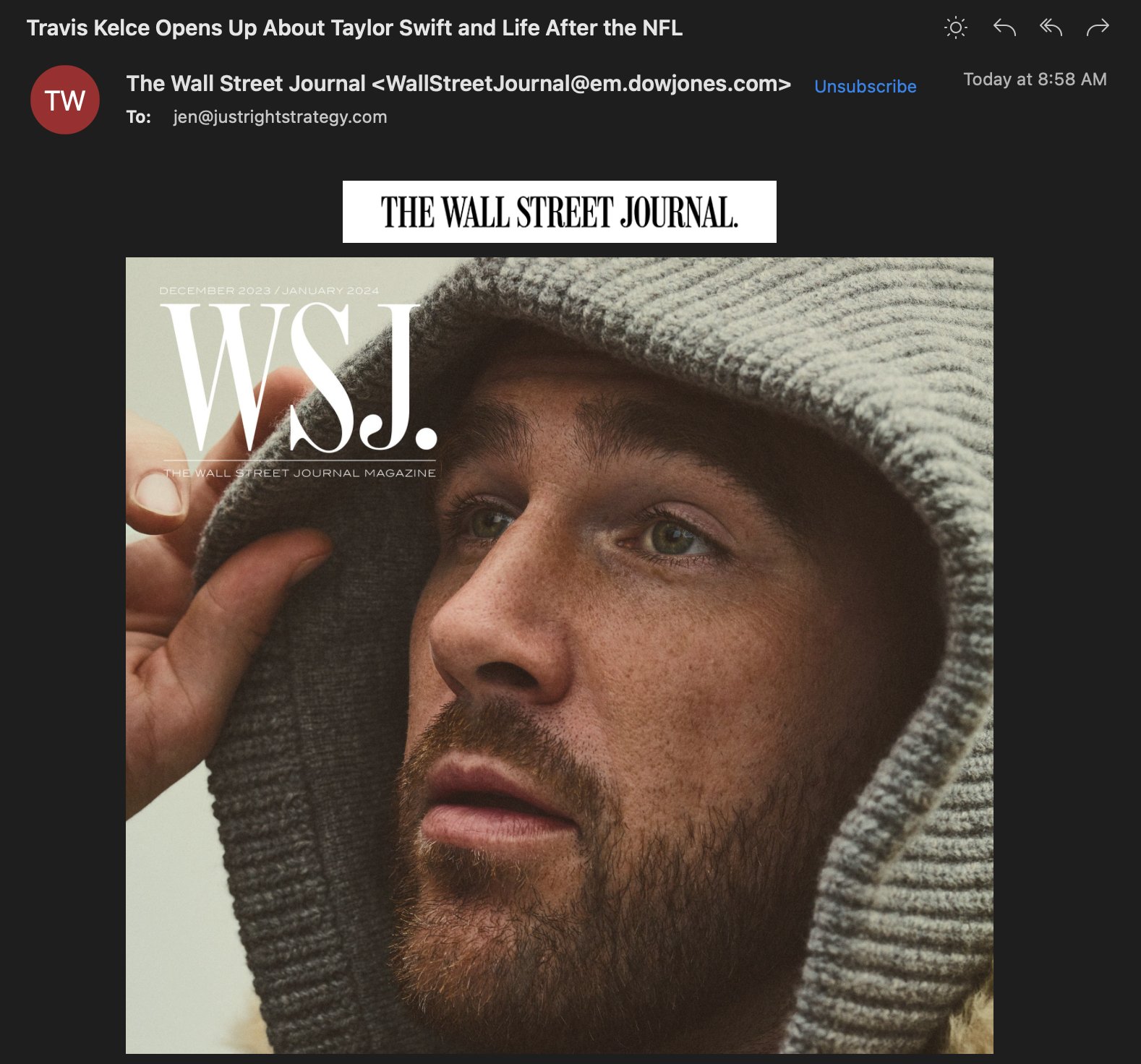 Travis Kelce Covers WSJ. Magazine December / January Issue