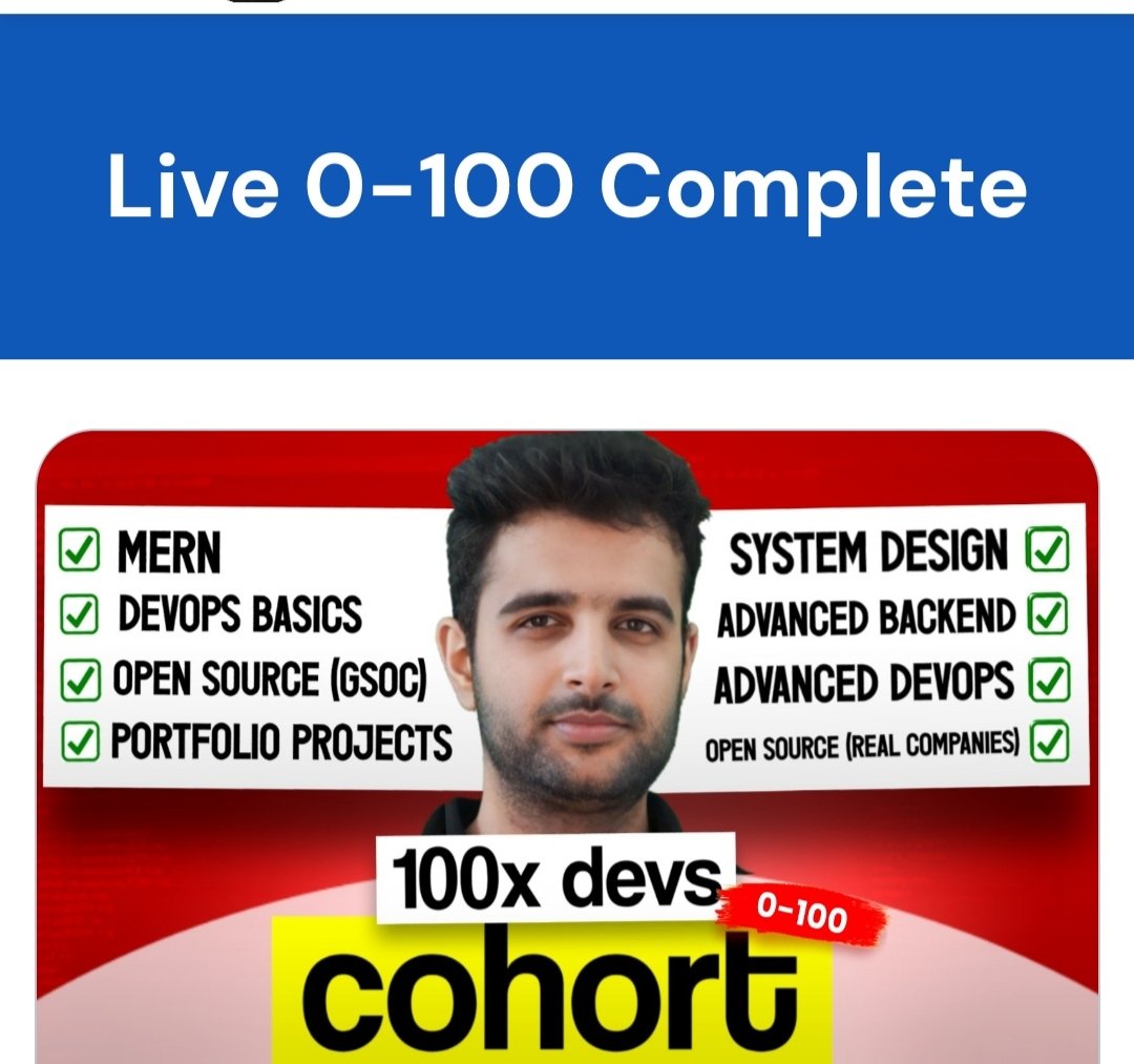 would be an experience of learning new concepts.I have enrolled @kirat_tw's second cohort 0-100 on @100xdevs . Hope it would boost knowledge in #opensource.lets gooo.