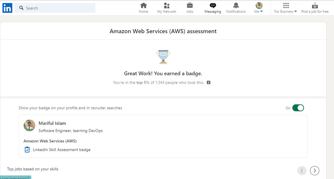 Mariful24860450's tweet photo. Pass AWS assessment in linkedin #CloudComputing #DevOps #AWS https://t.co/HYPg3bTTy4
