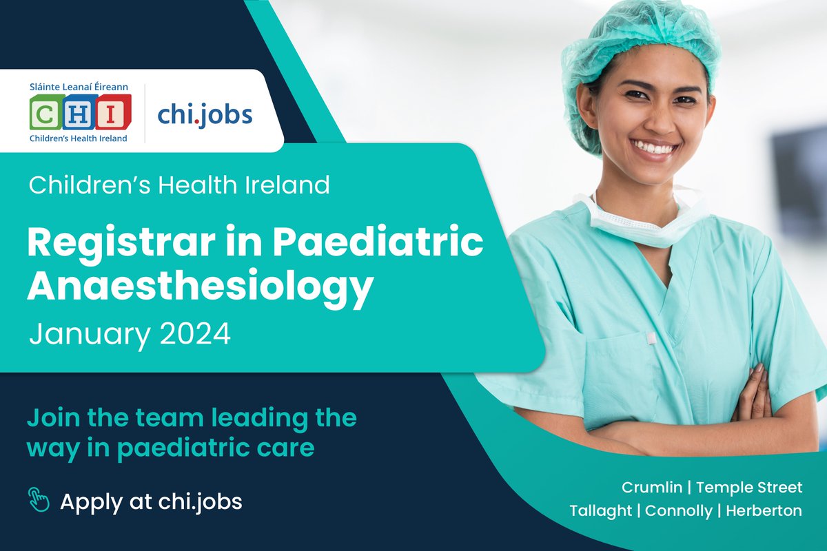 Join the team driving innovation in children's healthcare. Applications are invited for the role of Registrar in Paediatric Anaesthesiology. Apply here: ow.ly/fokQ50Qapqg