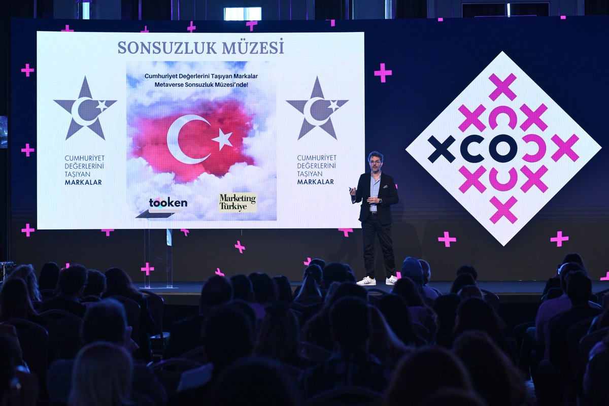 TookenAcademy's tweet photo. As Tooken Academy, we attended the XCO'23 Experience Design and Management Summit organized by Marketing Türkiye. At the event organized with the theme "Grow with Xᵛ," participants experienced the Infinity Museum in virtual reality, which we created for Marketing Türkiye. https://t.co/o1vNFIowdL