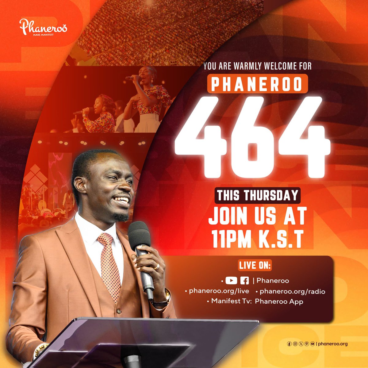 Join us this Thursday for #Phaneroo464 Online streaming on all Phaneroo Online Platforms.

#Phaneroo
#Inviteafriend 
#OnlinePlatforms