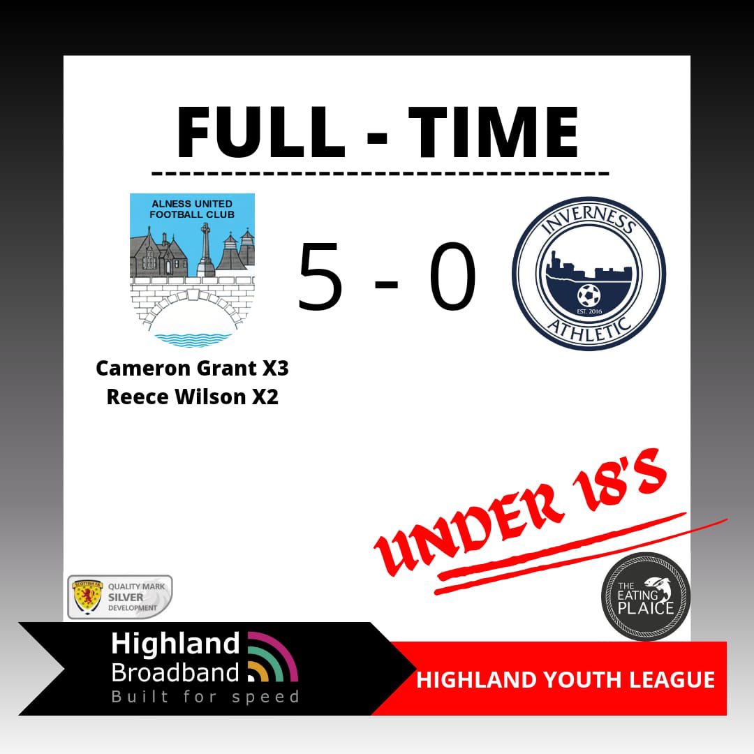 AlnessUnitedFC's tweet photo. Our under 18 side were victorious at home last night with a win over Inverness Athletic in their latest Highland League match. Three goals inside the first half hour set the boys on their way for the win and they defended well to keep a clean sheet. https://t.co/l7opVeWG9I