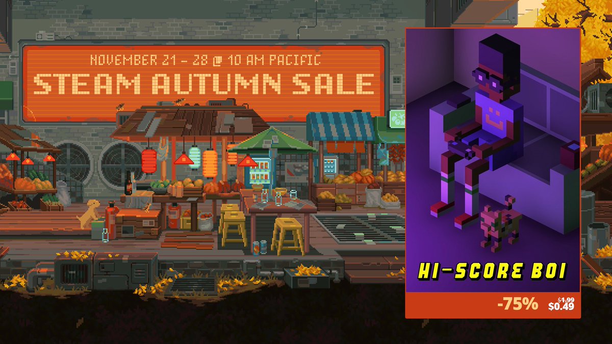 moonrysestudios's tweet photo. Thanksgiving is here and great deals are too! Hi-Score Boi is 75% off for the #SteamAutumnSale 

🍁 https://t.co/MCRJ6vmeiS

#steamgames #magicavoxel #steamdeals #SteamDeck #indiegames #3dgames #SteamAwards2023 #SteamAutumnSale2023 https://t.co/qRd190Fp6G