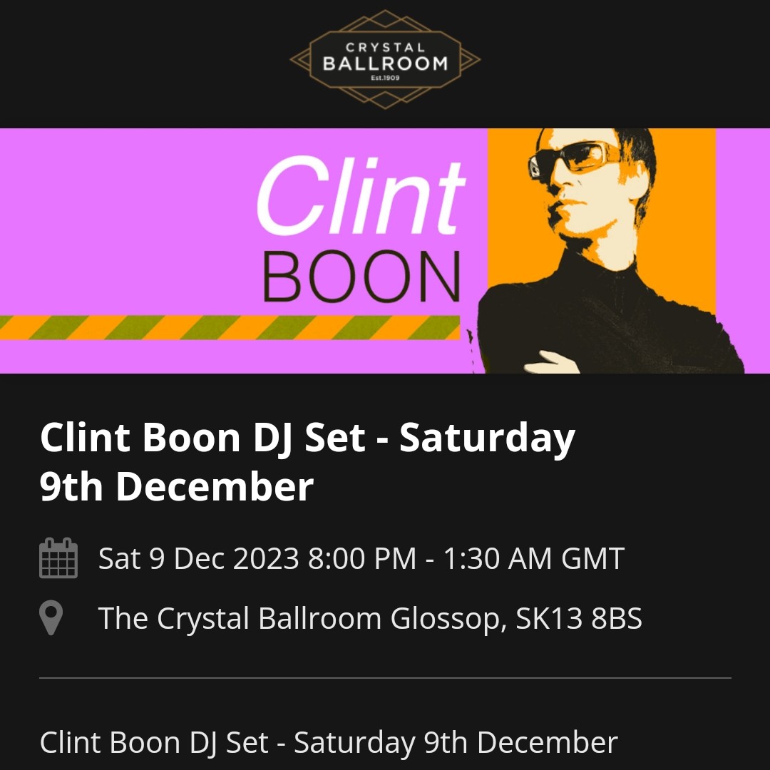 Mount Famine (@mountfamine) on Twitter photo Delighted to be supporting the legendary <a href="/therealboon/">Clint Boon</a> acoustically on Saturday 9th December at The Crystal Ballroom <a href="/glossopballroom/">crystalballroomglossop</a> in Glossop. So excited! Delighted to be supporting the legendary <a href="/therealboon/">Clint Boon</a> acoustically on Saturday 9th December at The Crystal Ballroom <a href="/glossopballroom/">crystalballroomglossop</a> in Glossop. So excited!