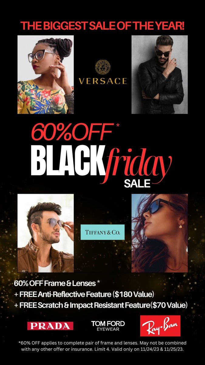 FLEyeCare's tweet photo. 🌟 Get ready for the most thrilling 2-Day Black Friday Event of the year! 🌟
🕶️ Dive into the world of style with our spectacular Black Friday extravaganza, where glasses meet glamour and prices hit rock bottom! 🚀 https://t.co/3TYPGHYdGD