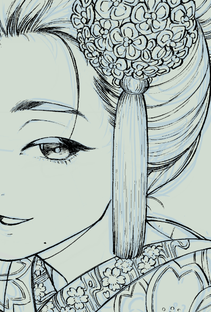 異常な執念で半玉さんを描いてる