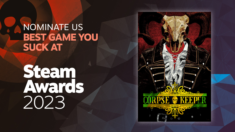 IT'S THAT TIME OF THE YEAR!⚔️ #SteamAwards2023   

Show us your luuuv and vote #CorpseKeeper for Best Game You Suck At &amp; Outstanding Visual Style!❤️

Vote here and enjoy 30% time-limited discount👉 store.steampowered.com/app/1601740/Co…
#SteamAutumnSale #indiegame