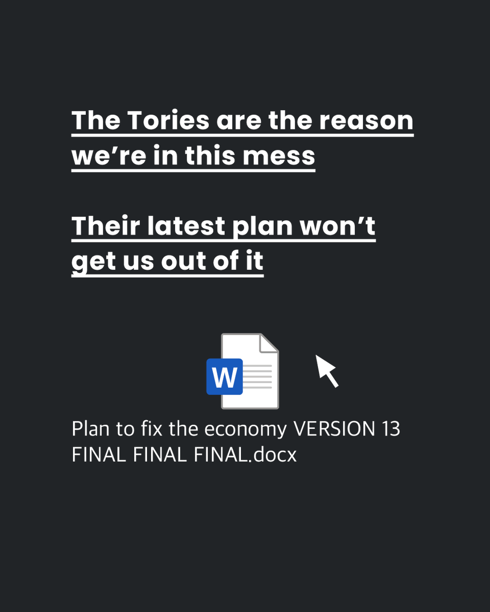 UKLabour's tweet photo. The Tories crashed the economy. They failed on it for 13 years. 

They can't deliver the change Britain needs. https://t.co/z0hZGmqSlM