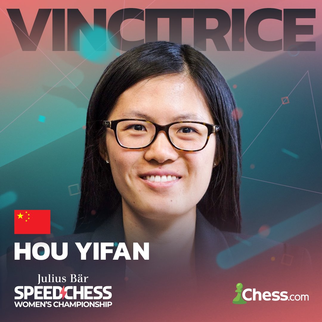 chesscomit's tweet photo. Hou Yifan è la VINCITRICE del Julius Baer Women's Speed Chess Championship 2023 ⚡️🎉 Che prestazione della quattro volte Campionessa del Mondo!
#scacchi #chess #xadrez #ajedrez #chesscom #WSCC #SpeedChess https://t.co/TqcaIqnH9e